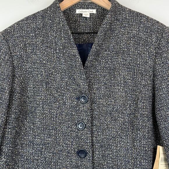 Coldwater Creek Button Front Boucle Jacket Women's 16 Gray Black Career Work NWT - Picture 2 of 8